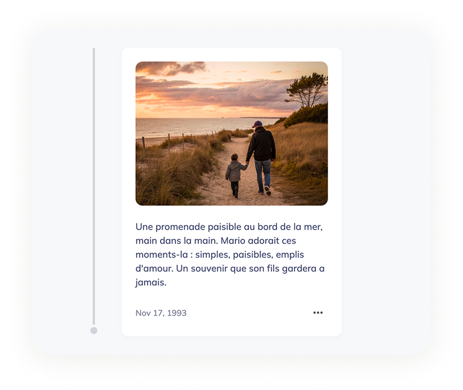 Section photos et souvenirs pour chaque lieu